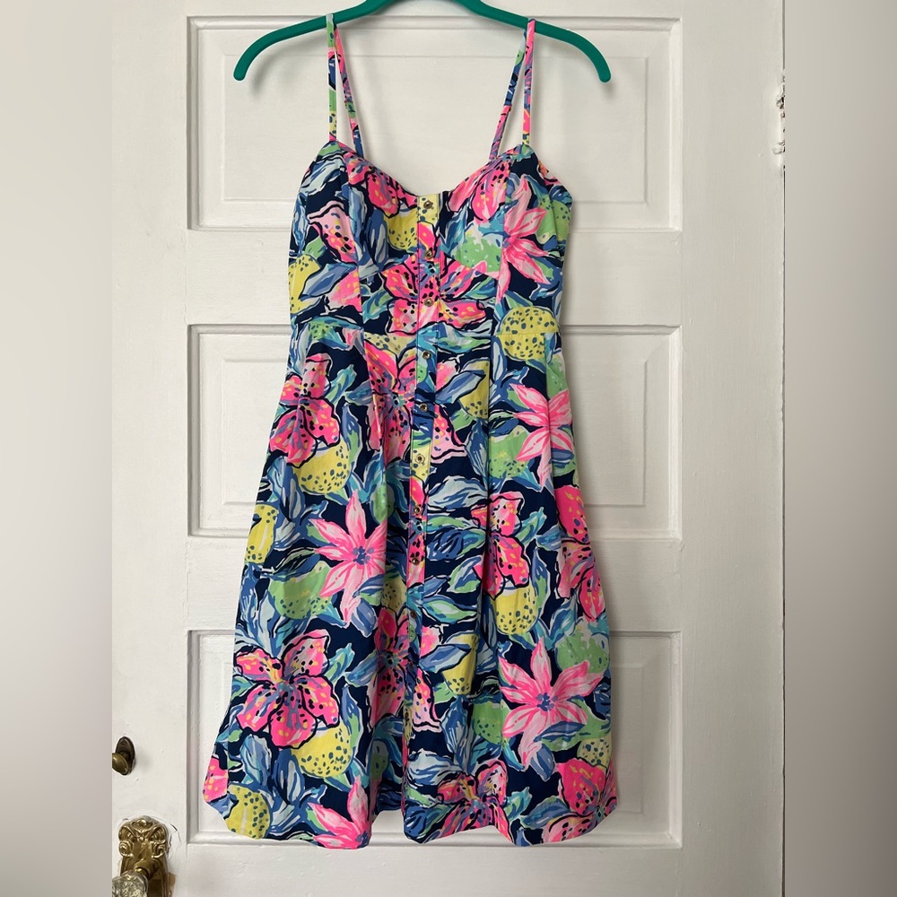 Pre-Owned Lilly Pulitzer Capri Soleil Floral Print Fit And Flare Dress Size 00